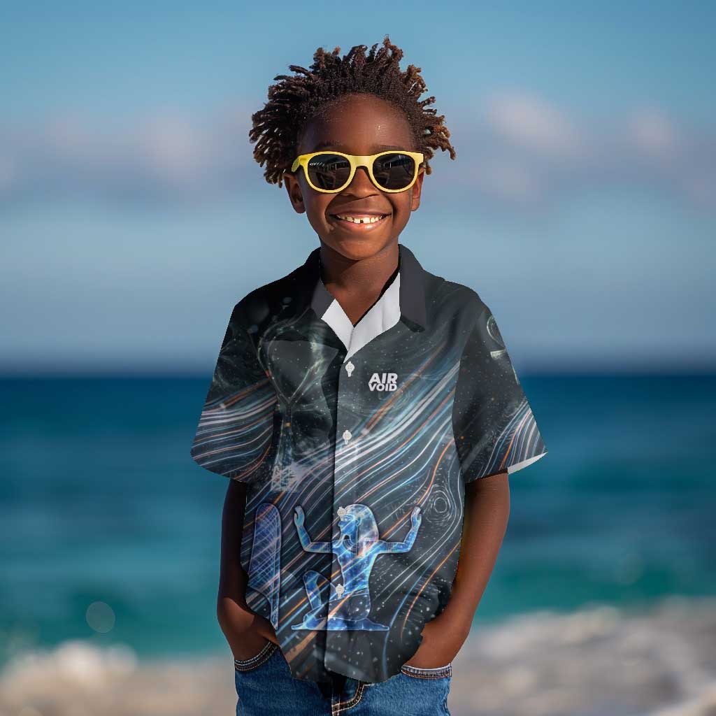 Shu Air Void Egyptian Kid Hawaiian Shirt with Storm God and Ankh Ancient Mythology