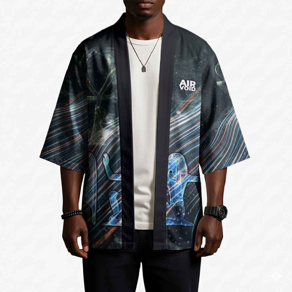 Shu Air Void Egyptian Kimono with Storm God and Ankh Ancient Mythology