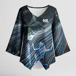 Shu Air Void Egyptian Kimono Sleeve Blouse with Storm God and Ankh Ancient Mythology