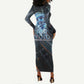 Shu Air Void Egyptian Long Sleeve Bodycon Dress with Storm God and Ankh Ancient Mythology