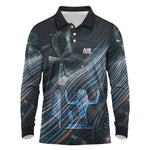 Shu Air Void Egyptian Long Sleeve Polo Shirt with Storm God and Ankh Ancient Mythology