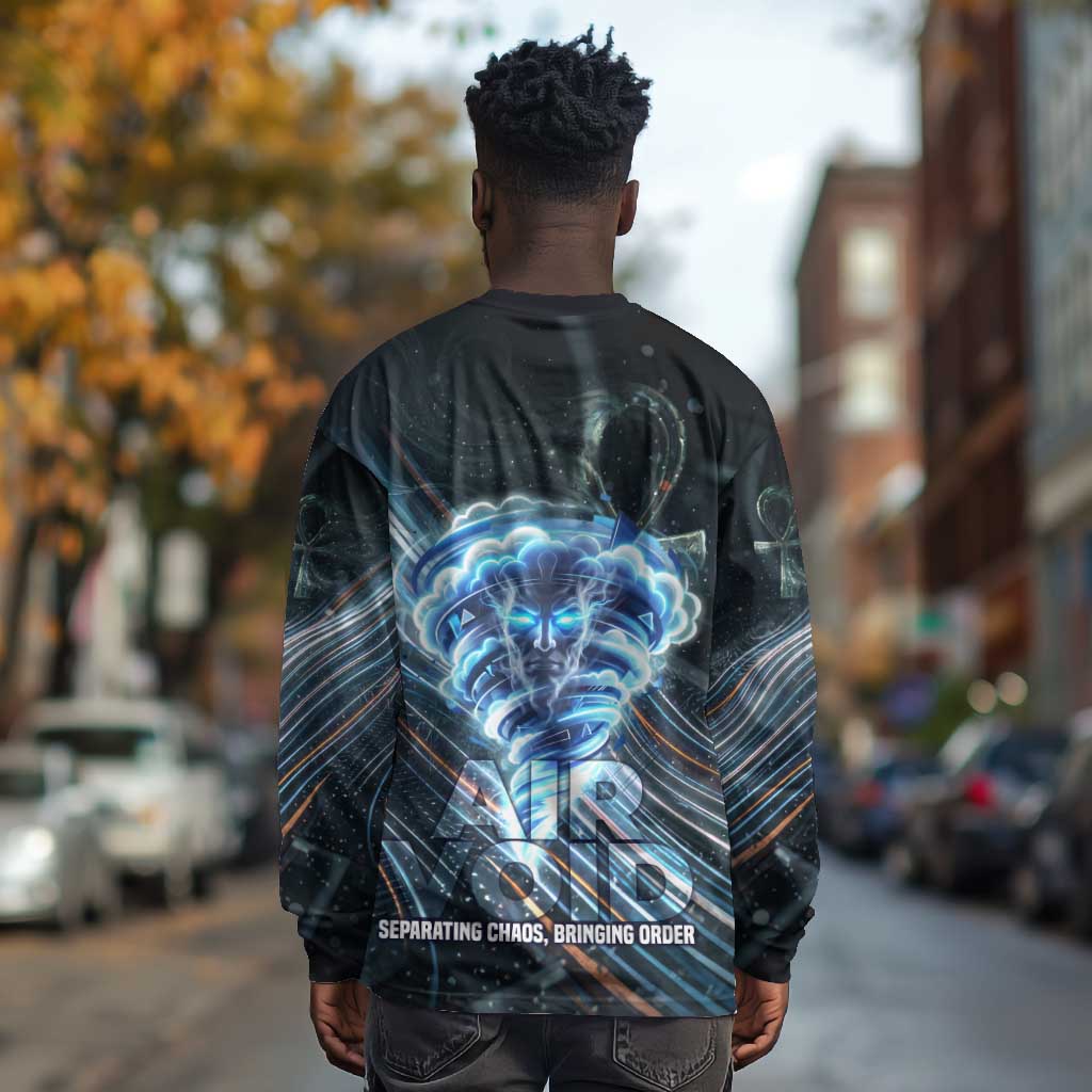Shu Air Void Egyptian Long Sleeve Shirt with Storm God and Ankh Ancient Mythology