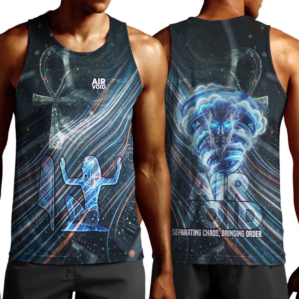 Shu Air Void Egyptian Men Tank Top with Storm God and Ankh Ancient Mythology
