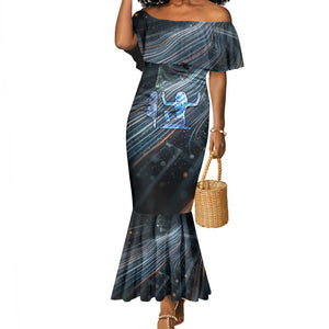 Shu Air Void Egyptian Mermaid Dress with Storm God and Ankh Ancient Mythology