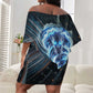 Shu Air Void Egyptian Off Shoulder Short Dress with Storm God and Ankh Ancient Mythology
