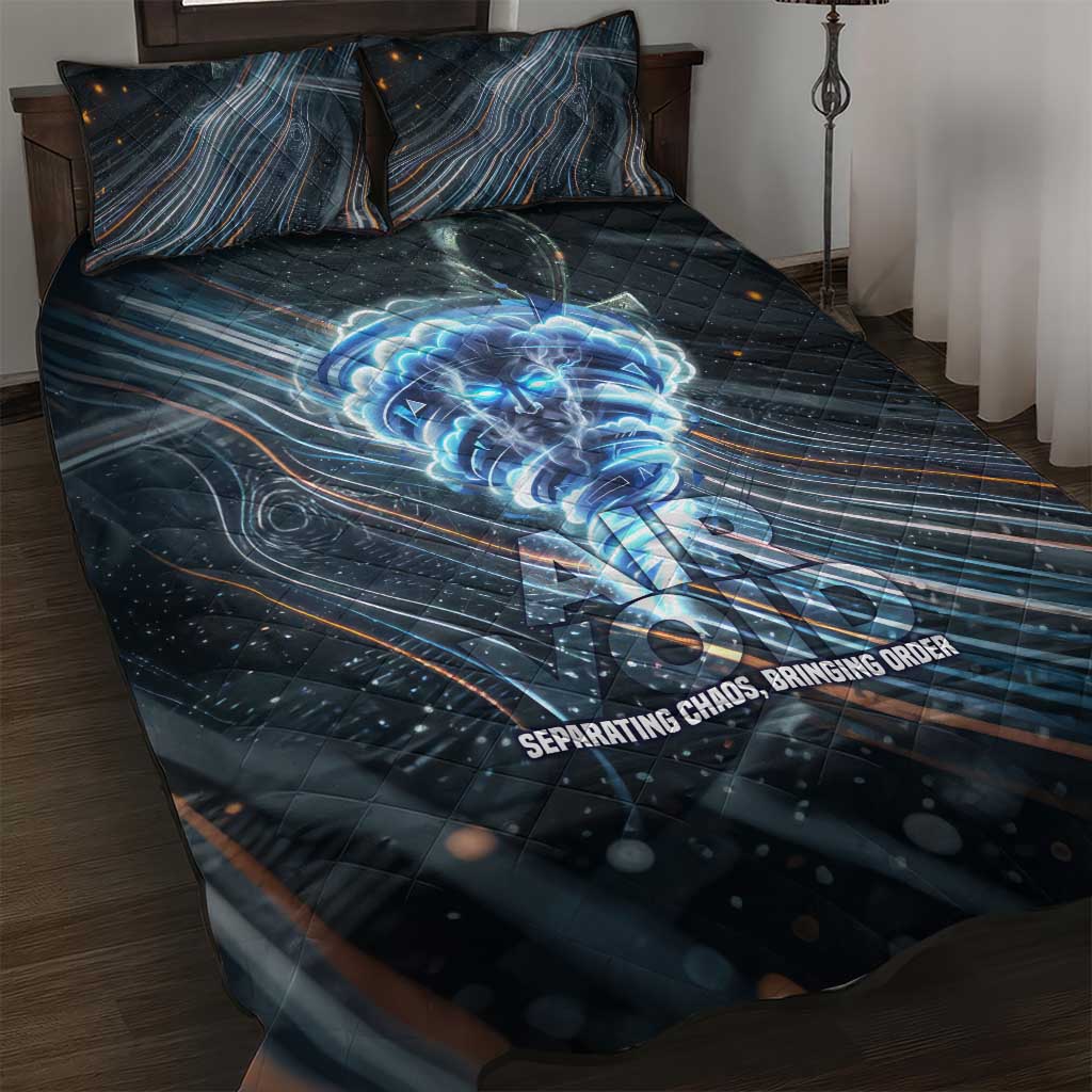 Shu Air Void Egyptian Quilt Bed Set with Storm God and Ankh Ancient Mythology