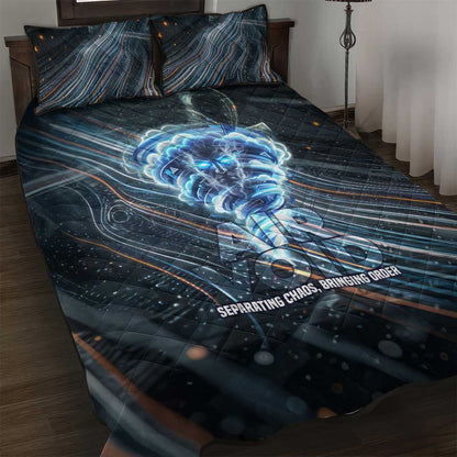 Shu Air Void Egyptian Quilt Bed Set with Storm God and Ankh Ancient Mythology
