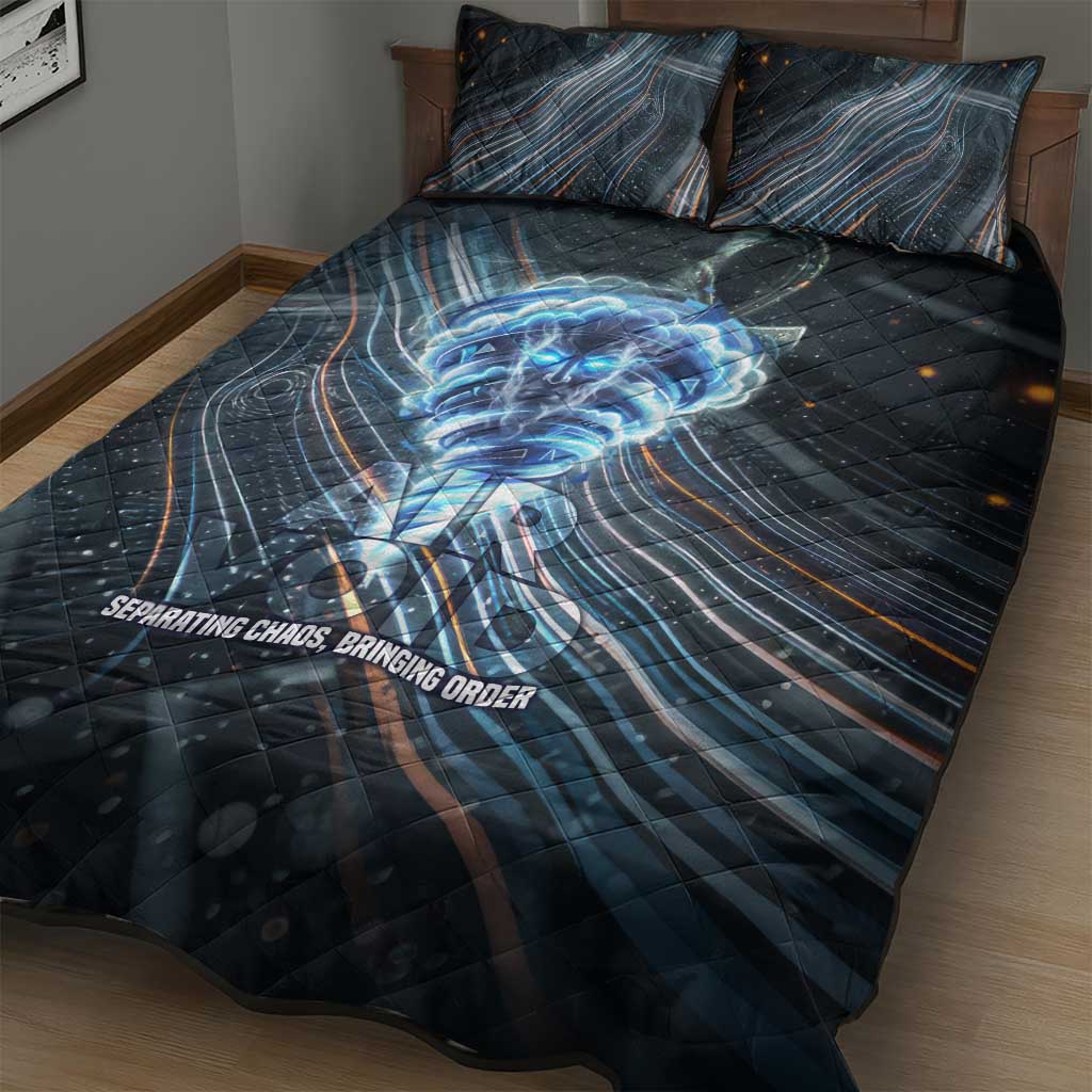Shu Air Void Egyptian Quilt Bed Set with Storm God and Ankh Ancient Mythology