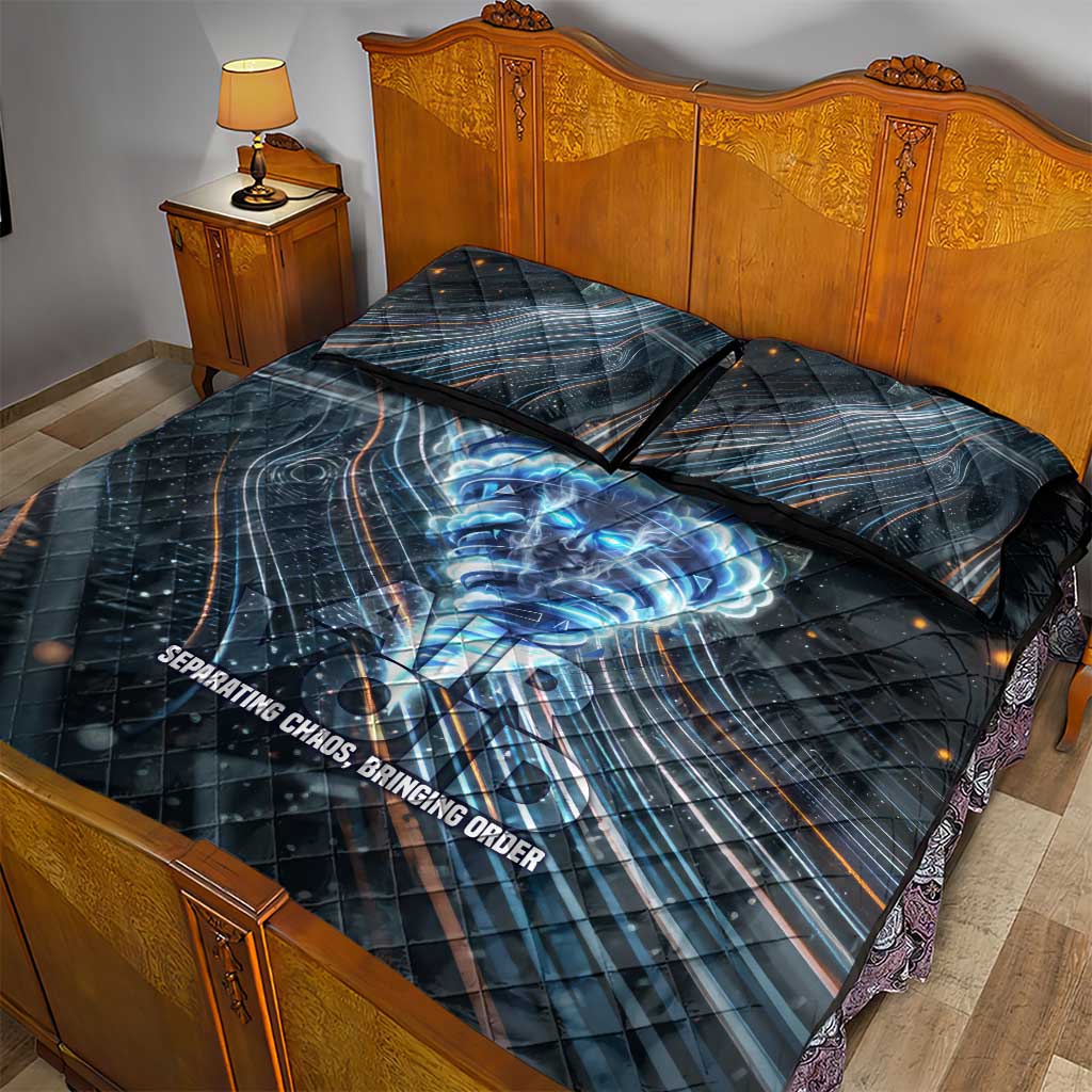 Shu Air Void Egyptian Quilt Bed Set with Storm God and Ankh Ancient Mythology