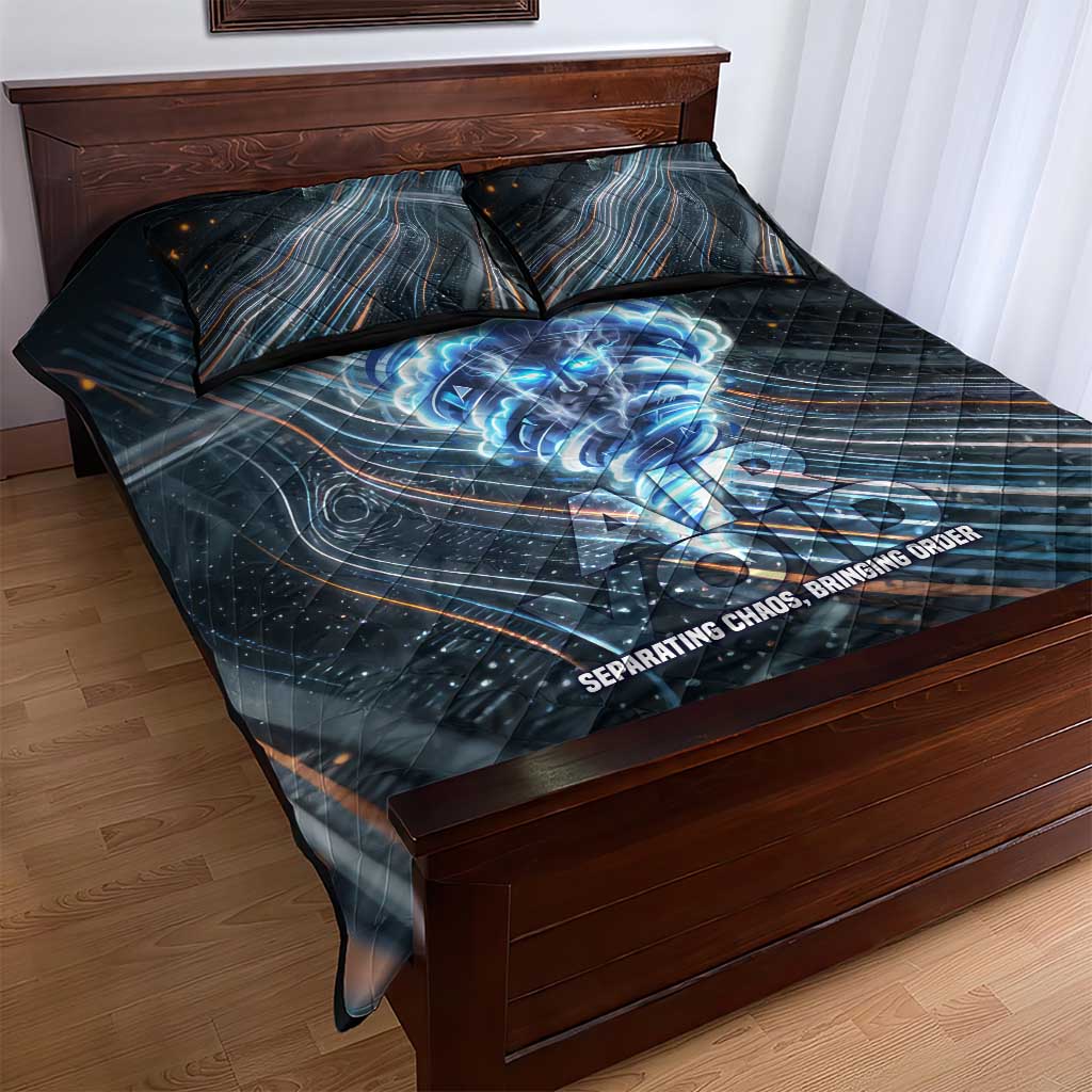 Shu Air Void Egyptian Quilt Bed Set with Storm God and Ankh Ancient Mythology