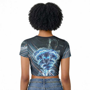 Shu Air Void Egyptian Raglan Cropped T shirt with Storm God and Ankh Ancient Mythology