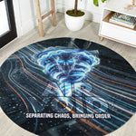Shu Air Void Egyptian Round Carpet with Storm God and Ankh Ancient Mythology