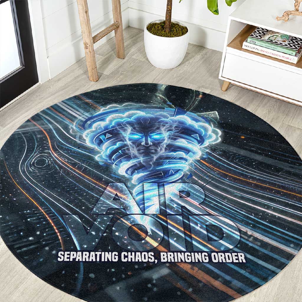 Shu Air Void Egyptian Round Carpet with Storm God and Ankh Ancient Mythology