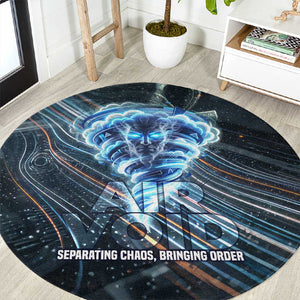 Shu Air Void Egyptian Round Carpet with Storm God and Ankh Ancient Mythology