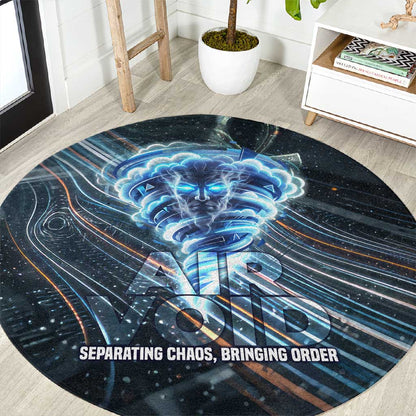 Shu Air Void Egyptian Round Carpet with Storm God and Ankh Ancient Mythology
