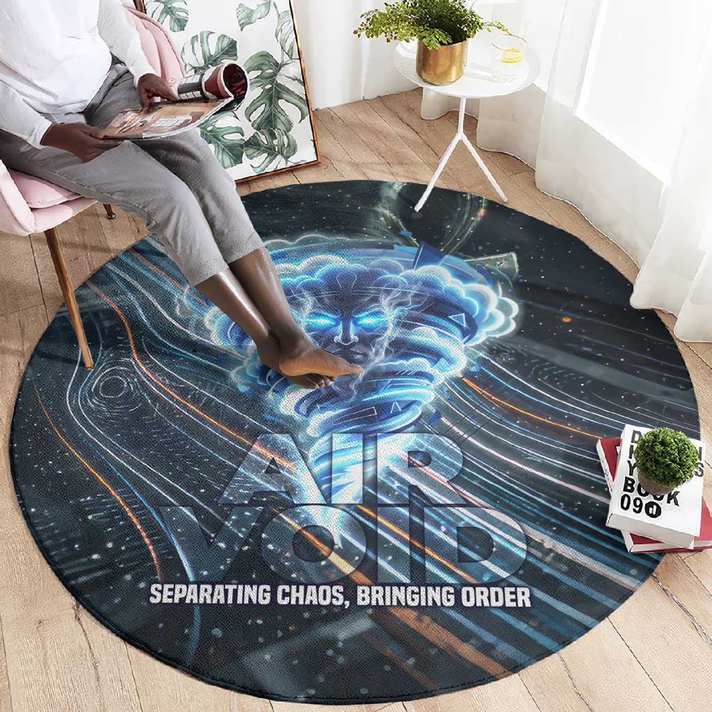 Shu Air Void Egyptian Round Carpet with Storm God and Ankh Ancient Mythology