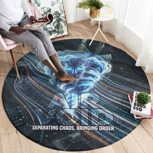 Shu Air Void Egyptian Round Carpet with Storm God and Ankh Ancient Mythology