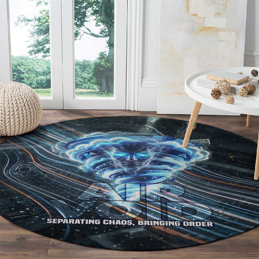 Shu Air Void Egyptian Round Carpet with Storm God and Ankh Ancient Mythology