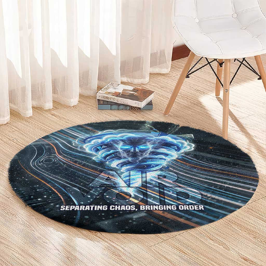 Shu Air Void Egyptian Round Carpet with Storm God and Ankh Ancient Mythology