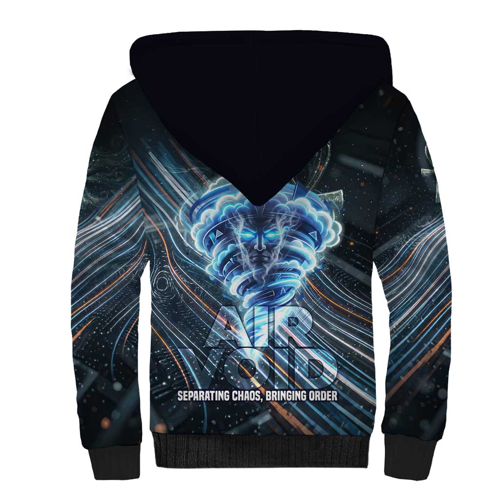 Shu Air Void Egyptian Sherpa Hoodie with Storm God and Ankh Ancient Mythology