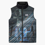 Shu Air Void Egyptian Sleeveless Puffer Jacket with Storm God and Ankh Ancient Mythology