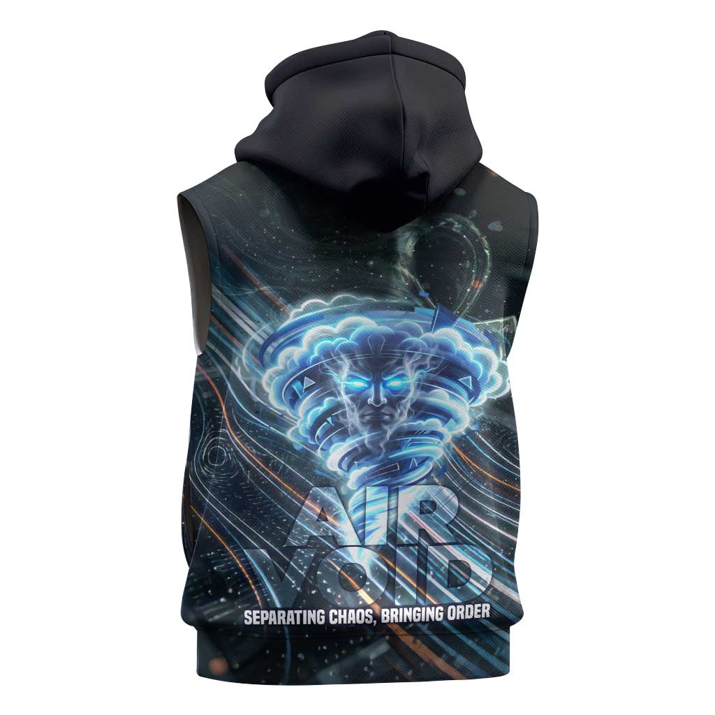 Shu Air Void Egyptian Sleeveless Zip Hoodie with Storm God and Ankh Ancient Mythology