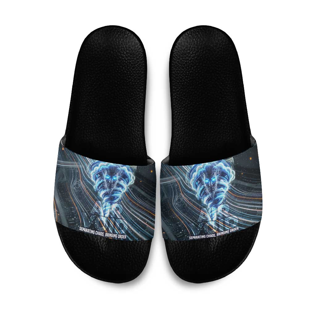 Shu Air Void Egyptian Slide Sandals with Storm God and Ankh Ancient Mythology