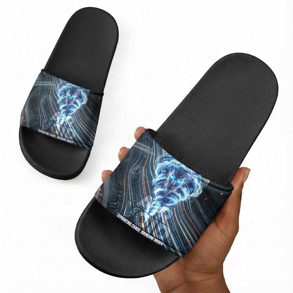 Shu Air Void Egyptian Slide Sandals with Storm God and Ankh Ancient Mythology
