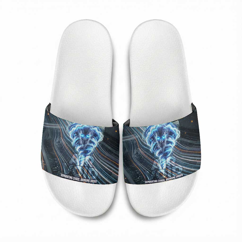 Shu Air Void Egyptian Slide Sandals with Storm God and Ankh Ancient Mythology
