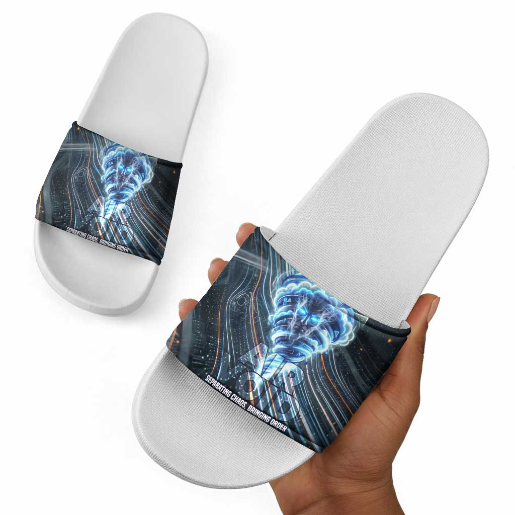 Shu Air Void Egyptian Slide Sandals with Storm God and Ankh Ancient Mythology