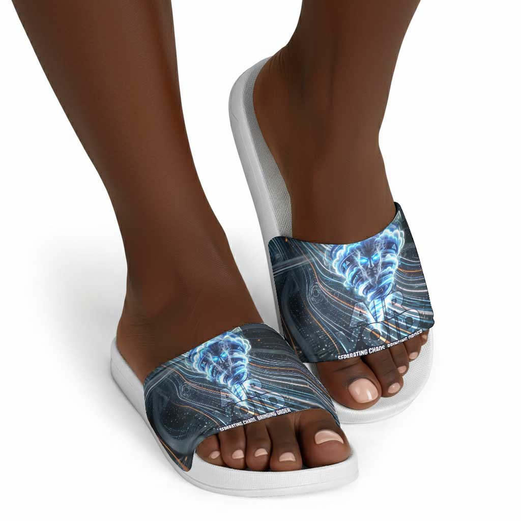 Shu Air Void Egyptian Slide Sandals with Storm God and Ankh Ancient Mythology