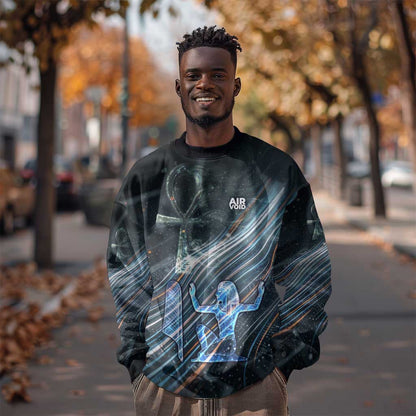 Shu Air Void Egyptian Sweatshirt with Storm God and Ankh Ancient Mythology