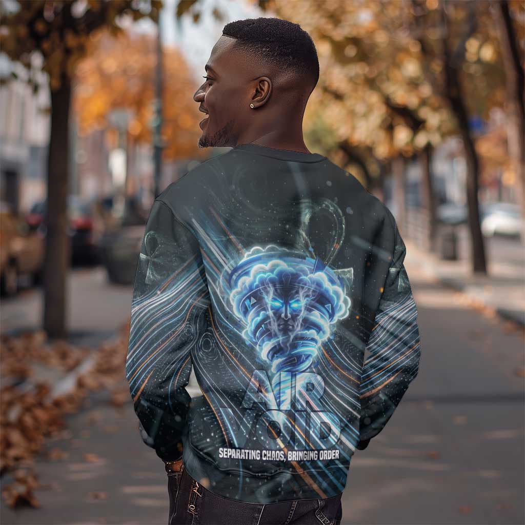Shu Air Void Egyptian Sweatshirt with Storm God and Ankh Ancient Mythology