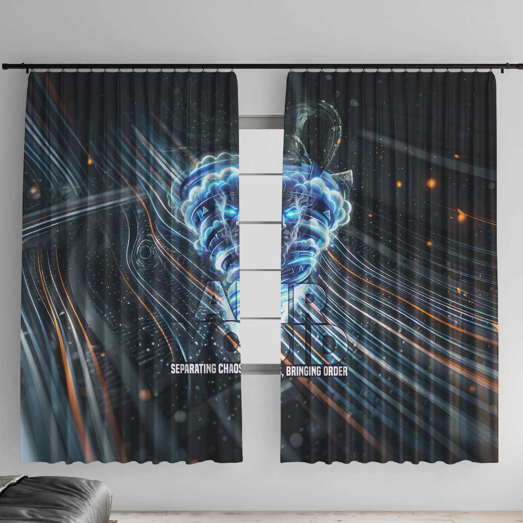 Shu Air Void Egyptian Window Curtain with Storm God and Ankh Ancient Mythology