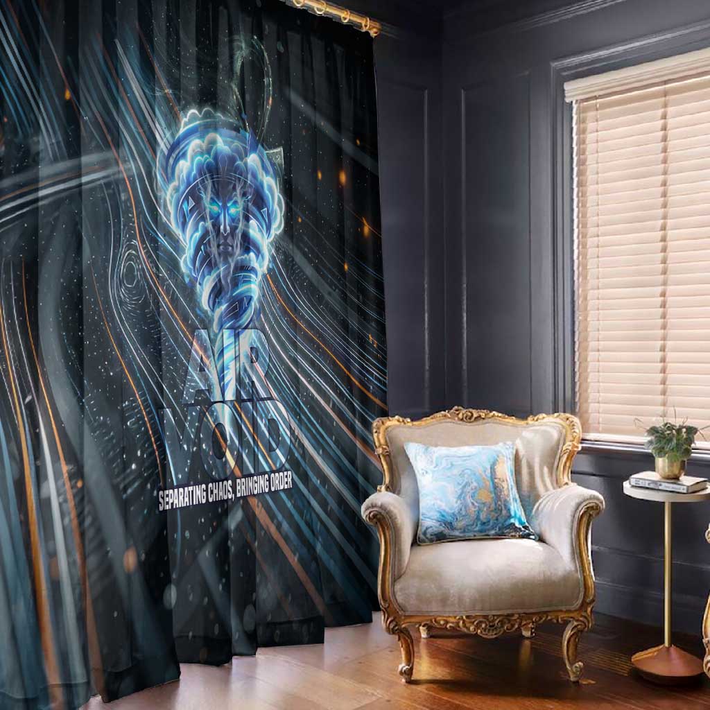 Shu Air Void Egyptian Window Curtain with Storm God and Ankh Ancient Mythology