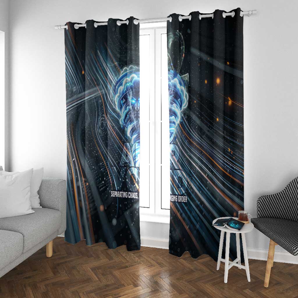 Shu Air Void Egyptian Window Curtain with Storm God and Ankh Ancient Mythology
