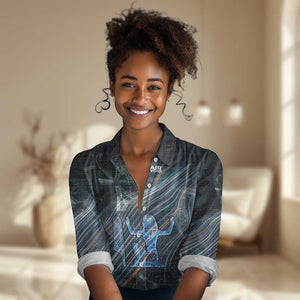 Shu Air Void Egyptian Women Casual Shirt with Storm God and Ankh Ancient Mythology