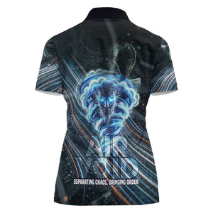 Shu Air Void Egyptian Women Polo Shirt with Storm God and Ankh Ancient Mythology