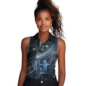 Shu Air Void Egyptian Women Sleeveless Polo Shirt with Storm God and Ankh Ancient Mythology