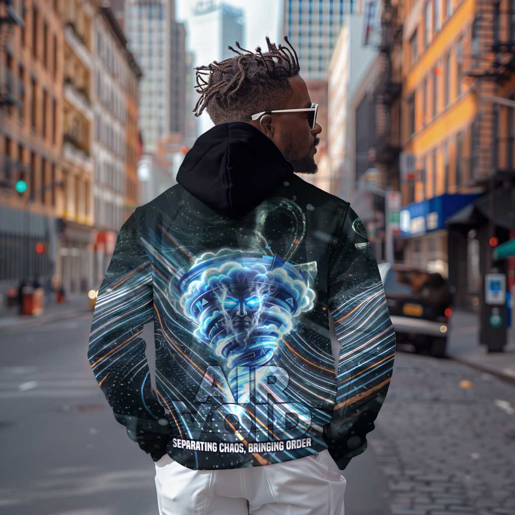 Shu Air Void Egyptian Zip Hoodie with Storm God and Ankh Ancient Mythology