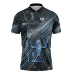 Shu Air Void Egyptian Zipper Polo Shirt with Storm God and Ankh Ancient Mythology