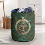 Sobek Crocodile Warrior Laundry Basket with Ankh Ancient Egyptian Motif in Emerald