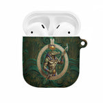 Sobek Crocodile Warrior AirPods Case with Ankh Ancient Egyptian Motif in Emerald
