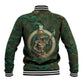 Sobek Crocodile Warrior Baseball Jacket with Ankh Ancient Egyptian Motif in Emerald