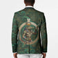 Sobek Crocodile Warrior Blazer with Ankh Ancient Egyptian Motif in Emerald