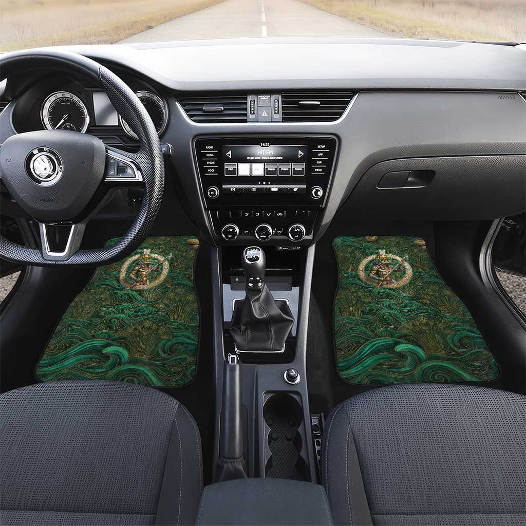 Sobek Crocodile Warrior Car Mats with Ankh Ancient Egyptian Motif in Emerald
