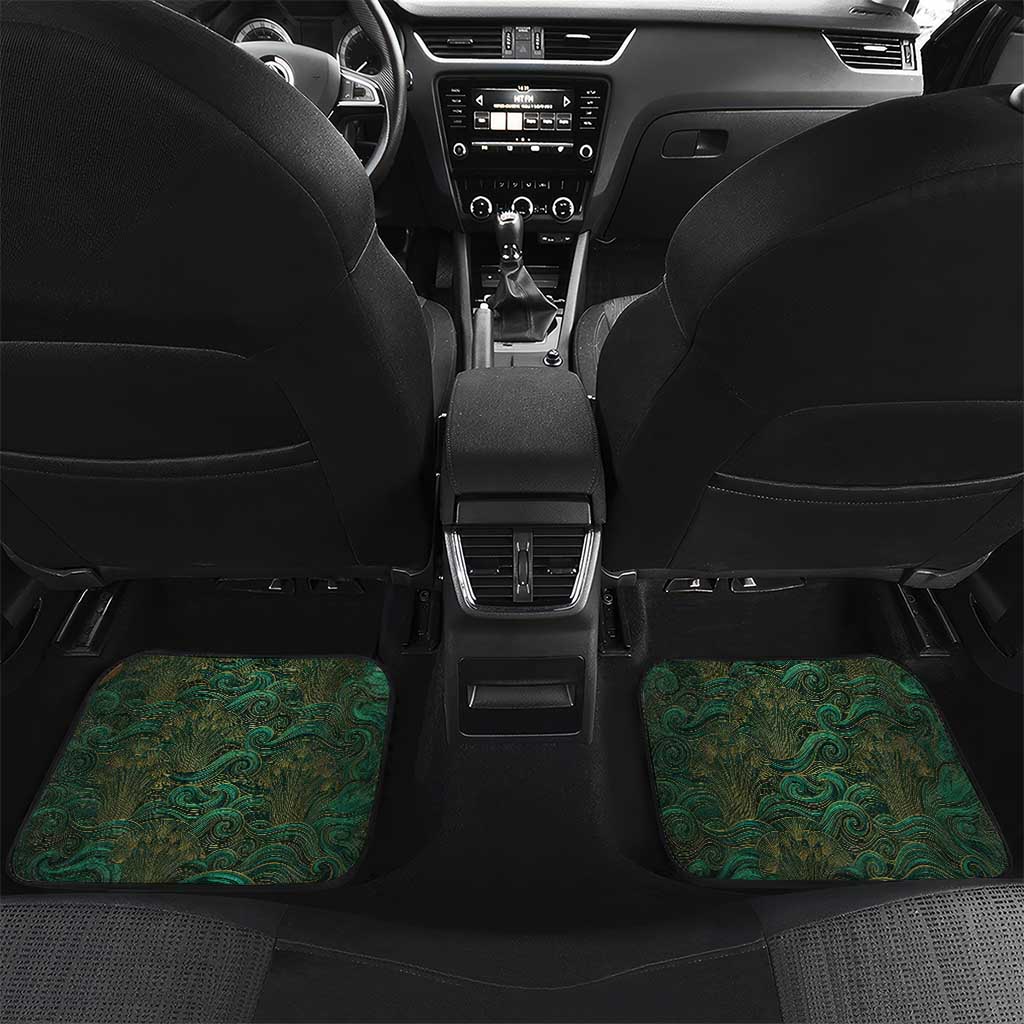 Sobek Crocodile Warrior Car Mats with Ankh Ancient Egyptian Motif in Emerald
