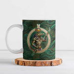 Sobek Crocodile Warrior Ceramic Mug with Ankh Ancient Egyptian Motif in Emerald