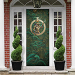 Sobek Crocodile Warrior Door Cover with Ankh Ancient Egyptian Motif in Emerald