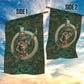 Sobek Crocodile Warrior Garden Flag with Ankh Ancient Egyptian Motif in Emerald
